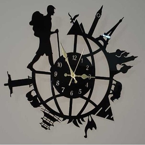 Modern Travel Theme Metal Wall Clock – World Tour Home Decor